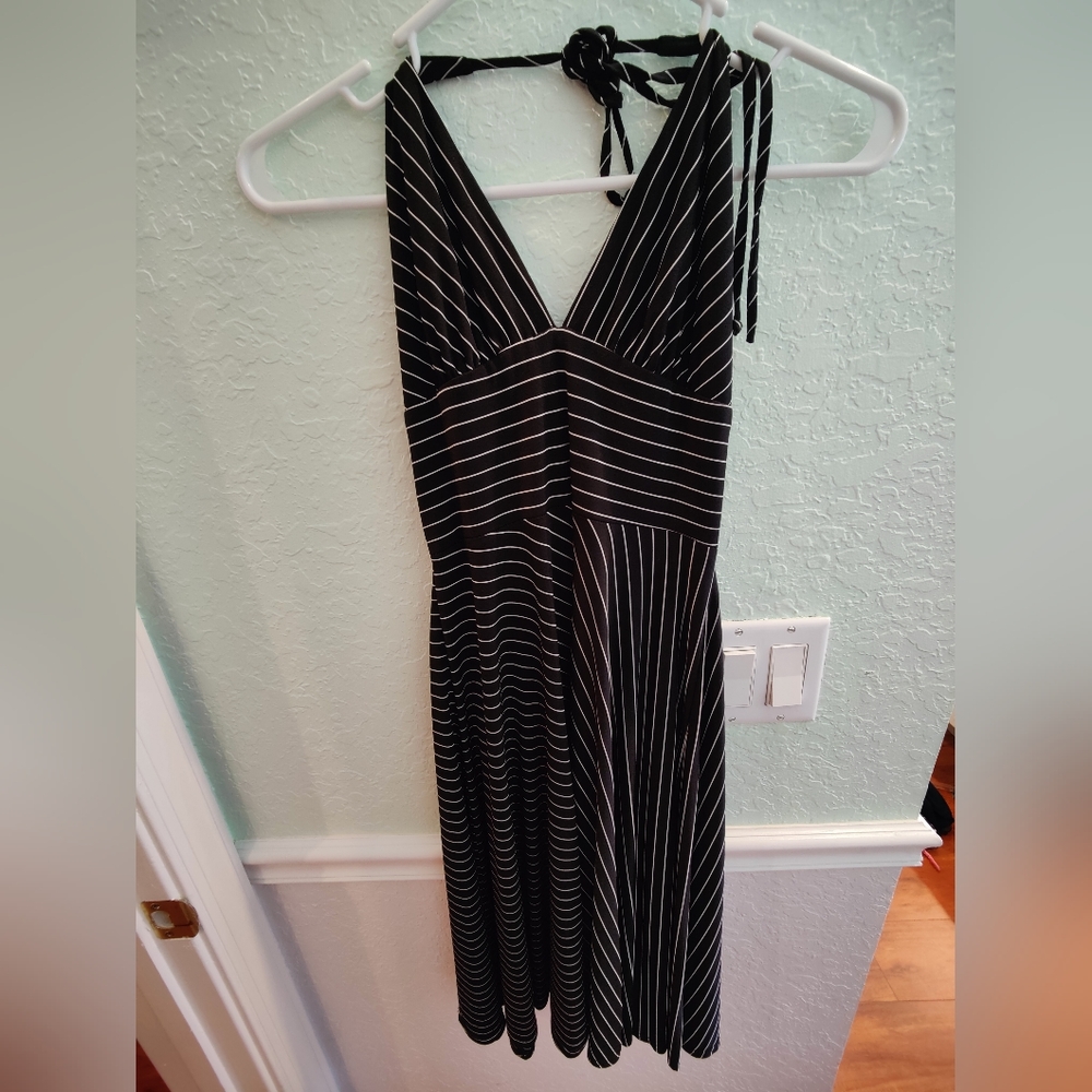 Black and white striped dress